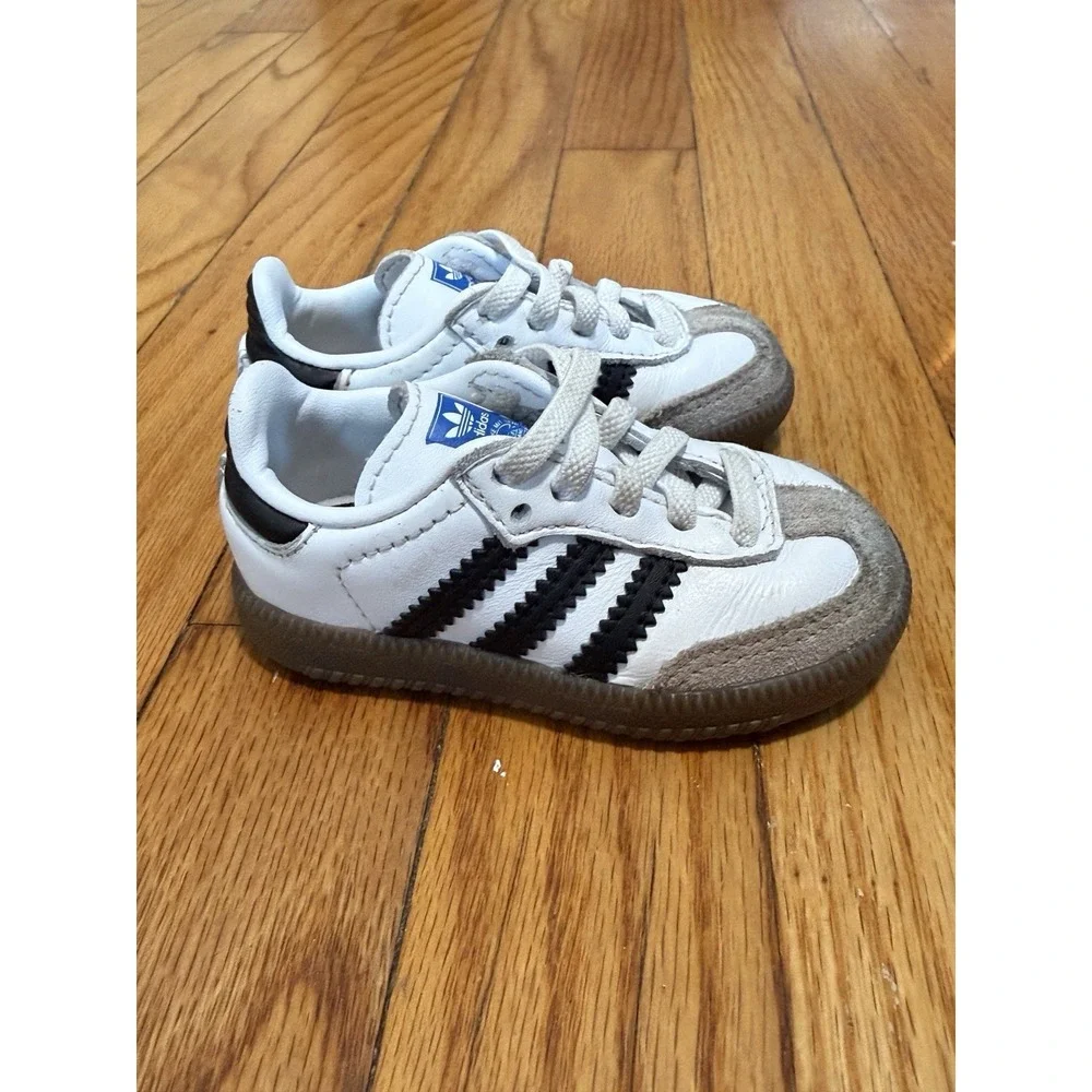 adidas Toddler Samba OG Shoes White Black Stripes Baby Size 4